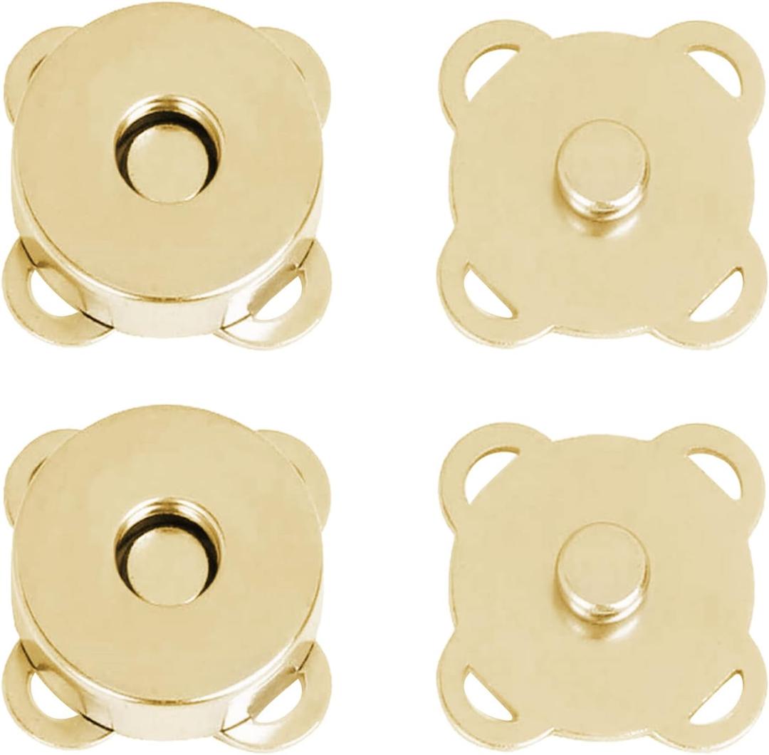 12 Sets Magnetic Snaps Buttons Sew in Magnetic Plum Bag Clasps Button Snaps for Purses Handbag Clothes Scrapbooking Closure Fastener Sewing Craft DIY (15mm) (Gold)