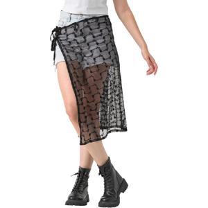 Lace Sarong Wraps for Women Beach Swim Sarong Coverups White Womens Bathing Suit Wrap Skirt Cover up (Medium, Black)