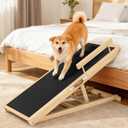 Dog Ramp for Couch, Bed or Car, Wooden 44" Long Pet Stairs for Small & Large Old Dogs & Cats, Hold up to 200lb, 5 Adjustable Height from 14.96" to 22", Portable Doggie Steps, Excellent Traction