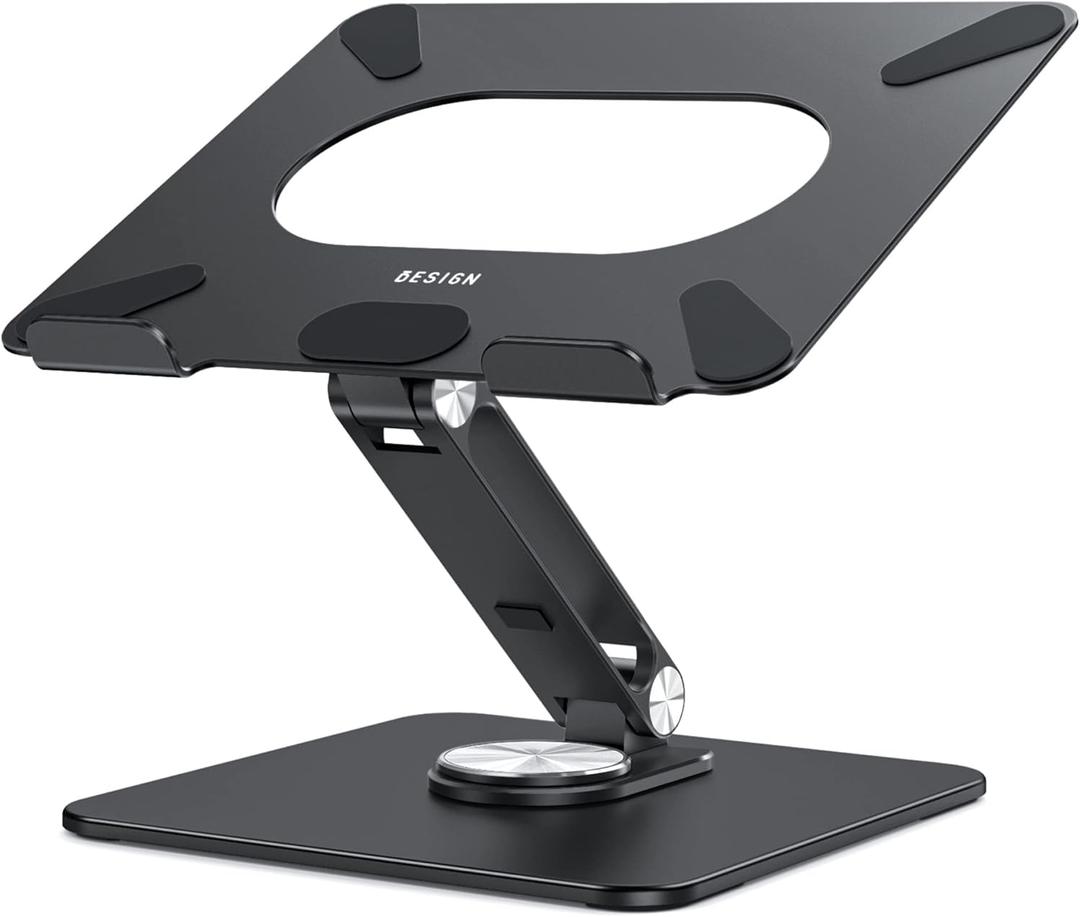 BESIGN LSX7 Laptop Stand with 360 Rotating Base, Ergonomic Adjustable Notebook Stand, Riser Holder Computer Stand Compatible with Air, Pro, Dell, HP, Lenovo More 10-15.6" Laptops (Black)