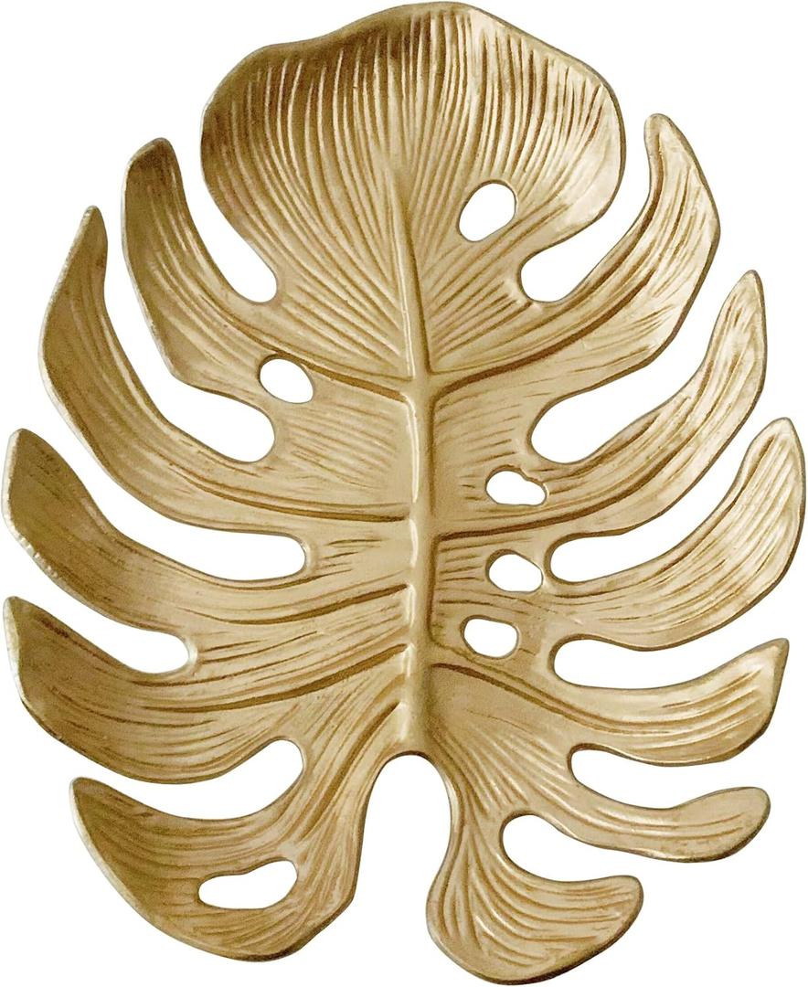 Small Leaf Shaped Trinket Dish, Decorative Gold Jewelry Dish Tray, Ring Hodler Dish Jewelry Organizer