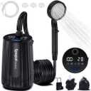 Portable Shower for Camping, [Upgraded] 10000mAh Rechargeable Camping Shower with 5 Adjustable Speeds,Premium LED Display, IPX8 Waterproof Outdoor Shower Kit for Hiking, Car, Pet, Travel (Black)