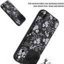 Compatible with iPhone 17 Pro Max Case for Women Men, White Flower | Floral Pattern, Built in Adjustable Metal Wrist Strap Grip Hand Holder Kickstand Soft Silicone Cover 6.9 Inch, Black
