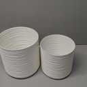 happimess USA2004B-2SET Flo MidCentury Modern Indoor Ripple Sustainability 3D Printed Planters with Drainage, Chalk (Set of 2)