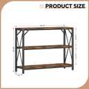 Homeiju Entry Table 40" Width, 3-Tier Entryway Table with Storage, Industrial Sofa Table with Open Shelves, Foyer Tables for Entryway, Hallway, Kitchen, Living Room and Bedroom, Rustic Brown