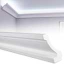 Pushglossy 8 Pcs Oblique Style 47.24"(Total 31.5 Ft) Ceiling Crown Molding with LED Duct Kit for Seamless Ambient Waterproof Lighting Channel for Easy LED Trim Moulding Strip Installation