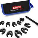 DISEN 11 PCS Crowfoot Wrench Set for 3/8" Drive with Extension Bar, Flare Nut Wrenches Set Metric Size 10-19mm, Professional Kit with Zipper Pouch, for Automotive, Plumbing, and Industrial Repair