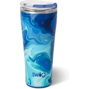 Swiglife 32oz Insulated Tumbler, Travel Coffee Tumbler with Lid, Cup Holder Friendly Travel Coffee Mug, Stainless Steel, 32 oz, Reusable Insulated Mug with Lid (Blue Lagoon)