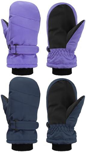 SATINIOR Kids Snow Mittens Waterproof Winter Ski Gloves Warm Thicken Snow Gloves for Girls Boys 3-5 Y