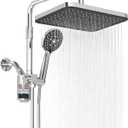 Filtered Shower Head with Handheld,12 Inch High Pressure Rain Shower Head with Adjustable Extension Arm,Dual shower filter head for hard water,Tool-Free DIY Kit,Chrome (Chrome)