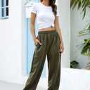 Willow Dance Wide Leg Sweatpants for Women High Waisted Baggy Joggers Elastic Loose Active Pants with Pockets Amy Green M