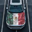 Mexico Flag Car Hood Cover All-Season Protection Car Hood Cover Protector Stretch Polyester Fabric Cover Removable Automotive Accessories Ft Fits Most Cars