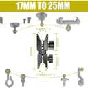 17mm to 25mm Aluminum Socket Arm, KALCINTY Length 3.5" Composite Double Socket Swivel Arm Compatible with RAM Mounts B Size 1" Ball 17MM Adapter