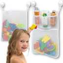 2 x Mesh Bath Toy Organizer + 8 Ultra Strong Hooks  The Perfect Bathtub Toy Holder & Bathroom or Shower Caddy  These Multi-use Net Bags Make Baby Bath Toy Storage Easy  For Kids & Toddlers