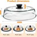 10inch Glass Microwave Splatter Cover for Food with Silicone Mat Heat Resistant Plate Splatter Guard Lid with Vent Holes & Easy-Grip Handle BPA Free, Dishwasher Safe