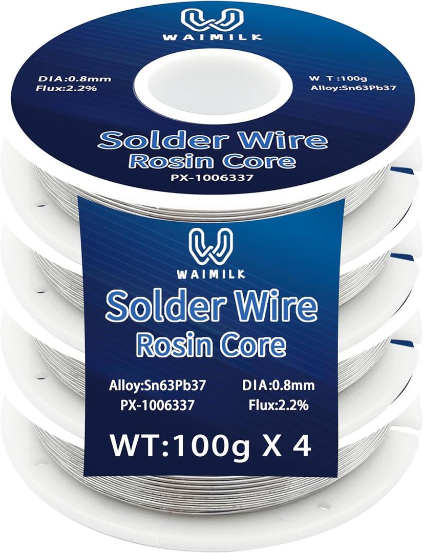 63-37 Tin Lead Rosin Core Solder Wire 4Pcs Sn63-Pb37 Rosin Core Solder Wire for Electrical Soldering(0.8mm 400g)