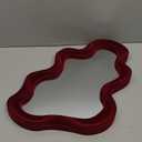 Mirror Wall Decor for Home Office Apartment, Asymmetrical Decorative Mirror for Entryway Porch Fireplace, Irregular Hanging Wall Art Sculpture for Christmas (Wine Red) (16x10")