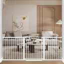 Fairy Baby 76.4"-81.8" Extra Wide Baby Gate Indoor for Stairs, Pressure Mounted Long Dog Gates for Doorways Walk Thru No Drill Pet Gates Child Safety Gate, White