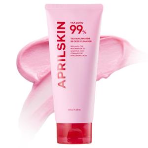 APRILSKIN TXA Niacinamide 99 Pore Care Pink Bubble Gum Deep Cleanser | 99% High-Purity TXA+Niacinamide | All-in-One Cleanser: Deep Cleansing, Blackhead Care, Pore Care, Moisturizing | 4.23 fl.oz., Expiration Date 2027/09/02