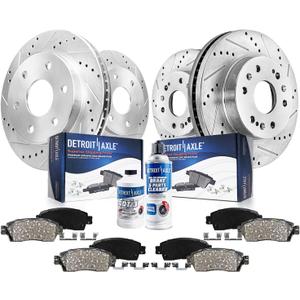 Detroit Axle - Brake Kit for Chevy GMC Silverado Sierra 1500 Tahoe Yukon XL | Suburban Escalade ESV Drilled Disc Rotors Ceramic Brakes Pads Replacement 12.99" Front & 13.58" Rear Rotor
