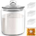 Masthome 1 Gallon Glass Jar with Lid,Large Glass Cookie Jar,Wide Mouth,Dishwasher Safe,Large Clear Jar,Storage Containers with Lids For Flour,Nuts,Cookies,Snacks-Send 15pcs Food Storage Bags