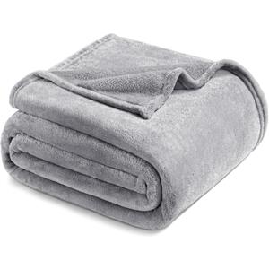Exclusivo Mezcla Fleece Blankets Queen Size for Bed, Super Soft and Warm, All Season, Cozy, Plush, Lightweight, 90x90 Inches, Light Grey