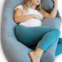 Pharmedoc Pregnancy Pillows, U-Shape Full Body Pillow – Removable Cooling Cover -Dark Grey – Belly and Back Support - Maternity Essential - Pregnancy Must Haves