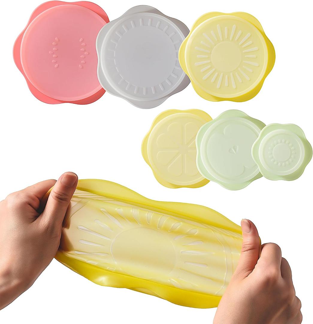 Reusable Silicone Stretchable Lids 6Piece Multicolor Food Covers for Bowls, Cups & Containers Airtight, LeakProof, BPAFree, Microwave/Dishwasher/Freezer Safe Green Hearth