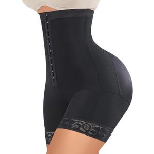 FeelinGirl Butt Lifter Shapewear Tummy Control Shorts Body Shaper for Women with Lace Trim (Medium, Black)