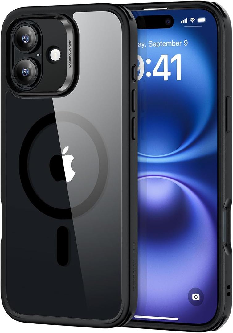 ESR for iPhone 16 Case, Camera Control Cover, Compatible with MagSafe, Shockproof Military-Grade Protection, Magnetic Phone Case for iPhone 16, Classic Hybrid Case, Clear Black