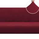 PrinceDeco Stretch Futon Cover,Armless Futon Slipcover Full Queen Size Futon Couch Cover, Sofa Cover Bed Cover Furniture Protector with Elastic Bottom, Checked Pattern Jacquard, Burgundy
