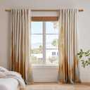 Lootkell Wood Curtain Rods for Windows 66 to 120 Inches 1" Diameter Boho Decorative Heavy Duty Long Window Curtain Rod Adjustable with Handmade Wood Grain Design for Living Room Bedroom Kitchen