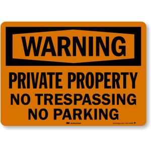 "Warning - Private Property, No Trespassing, No Parking" Label by SmartSign | 10" x 14" 3M Reflective Laminated Vinyl