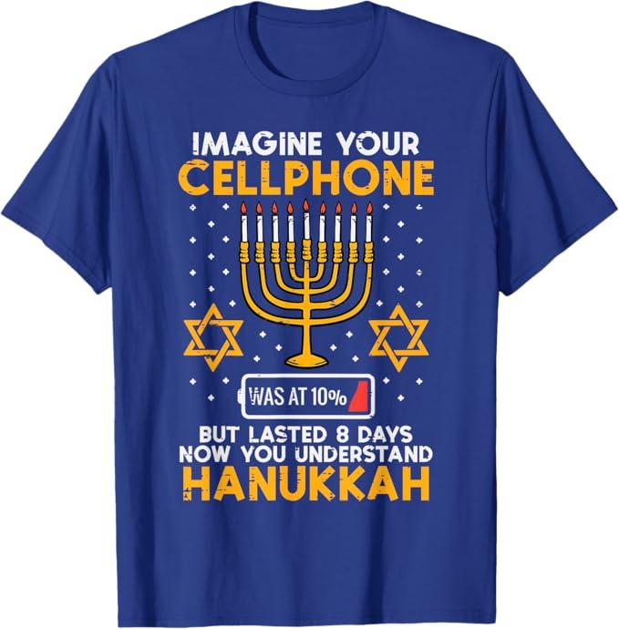 Hanukkah Imagine Your Cellphone Chanukah Jew Men Women Kids T-Shirt S