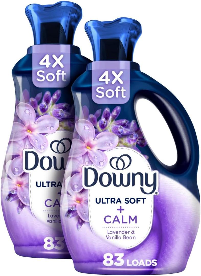 Downy Ultra Soft Fabric Softener Liquid, Calm, Lavender and Vanilla Bean, 56 fl oz, 83 Loads, Downy Fabric Softener, Laundry- Pack of 2 (56 Fl Oz (Pack of 2))