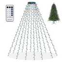 Dazzle Bright Christmas Tree Lights, 448 LED Waterfall Tree Topper Lights with Remote & 8 Lighting Modes, 8.2FT X 16 Lines Christmas Lights for Outdoor Yard Party Xmas Tree Decoration (Multi-Colored)
