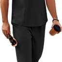 COOFANDY Mens 2 Pieces Cotton Linen Sets Short Sleeve Casual Henley Shirt Summer Beach Pants Lounge Vacation Outfits Set (XX-Large, Black)