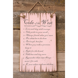 Rustic Wooden Signs Code Of The West Western Antiqued Plaque Wooden Sign Wall Art Decor Kitchen Cafe Pub Decor Gift 8x12 INCH (w87)