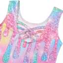 Idgreatim Girls Gymnastic Leotard Ballet Dance Dress Outfit with Removable Skirt Hair Scrunchie Combo 4-11 Years (6-7 Years, Green Pink)