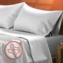 TEXAS LINEN CO. Luxury Egyptian Cotton Queen Size Sheet Set - 600 Thread Count 4 Piece Deep Pocket Fitted and Flat Sheets, Soft, Cooling Extra Long Staple Sateen Weave Hotel-Quality Bedding - Silver