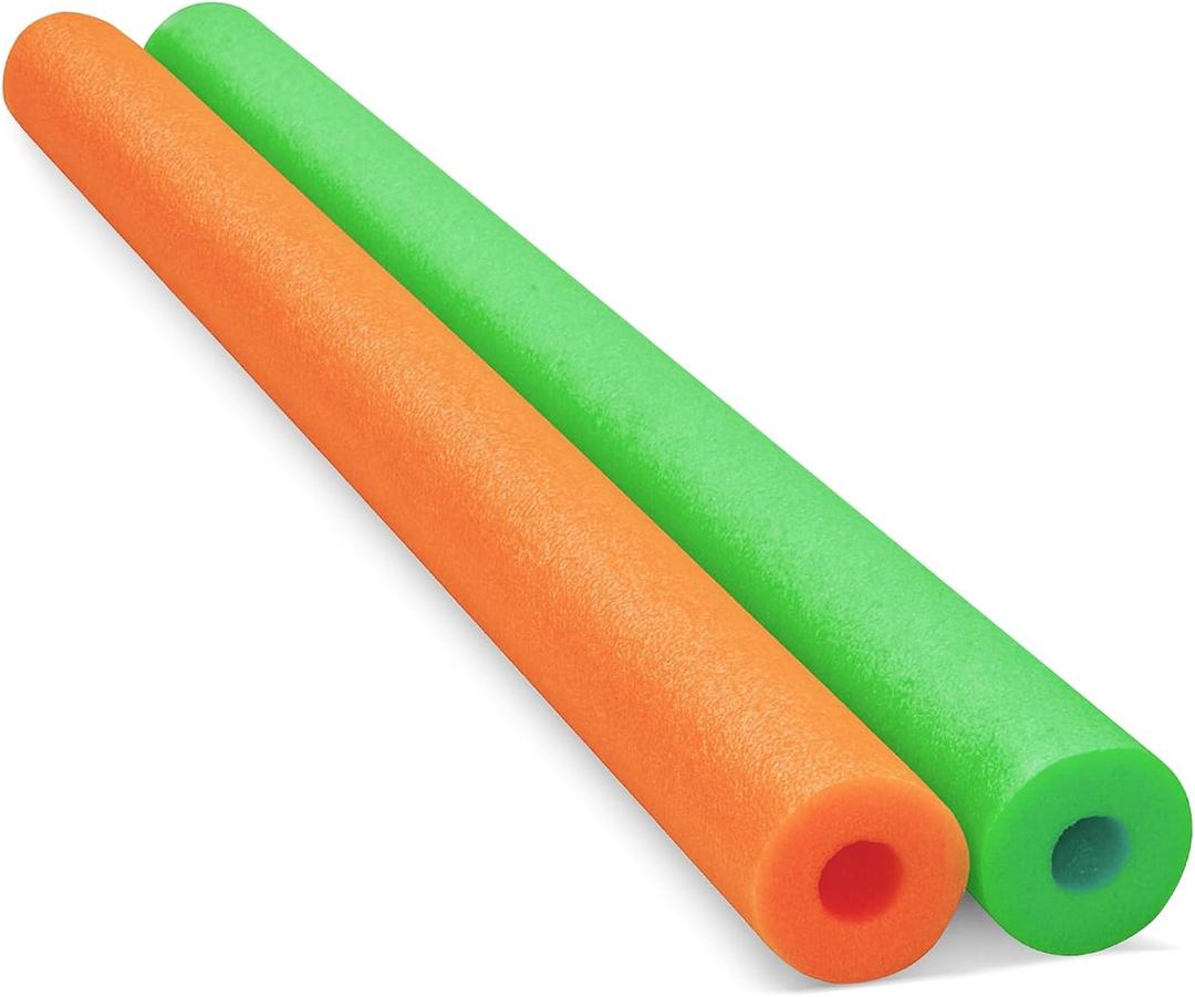 Hanaive Pack of 2 Pool Noodles 52 Inch Foam Pool Swim Noodles Hollow Foam Noodle for Christmas Decoration Swimming Floats DIY Floating Craft Projects  (Green, Orange)