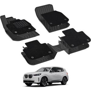 3W Floor Mats & Carpet (1st and 2nd Rows) Fit for BMW X3 2018-2024 TPE All-Weather Harmless Heavy Duty Floor Liner Accessories