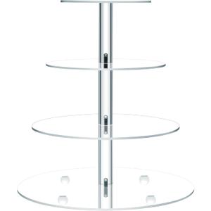 Clay Tonic 4 Tiered Acrylic Glass Premium Cupcake Holder-Cake Stand-Cupcake Stand-Dessert Stand-Tea Party Serving Platter (Round)