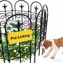 AMAGABELI 8 Panels 24in(H)10ft(L) Decorative Garden Fence No Dig Rustproof Metal Pre-Linking Fence Panels Garden Edging Border Animal Barrier Fencing for Flower Beds Yard Patio Outdoor Decor Black