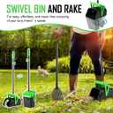 FUSBUNTY Pooper Scooper Swivel Bin & Rake with 100 Waste Bags, Dog Pooper Scooper with Bag Attachment for Large Medium Small Dogs, Poop Scooper with Lid for Lawn Yard Dog Kennel