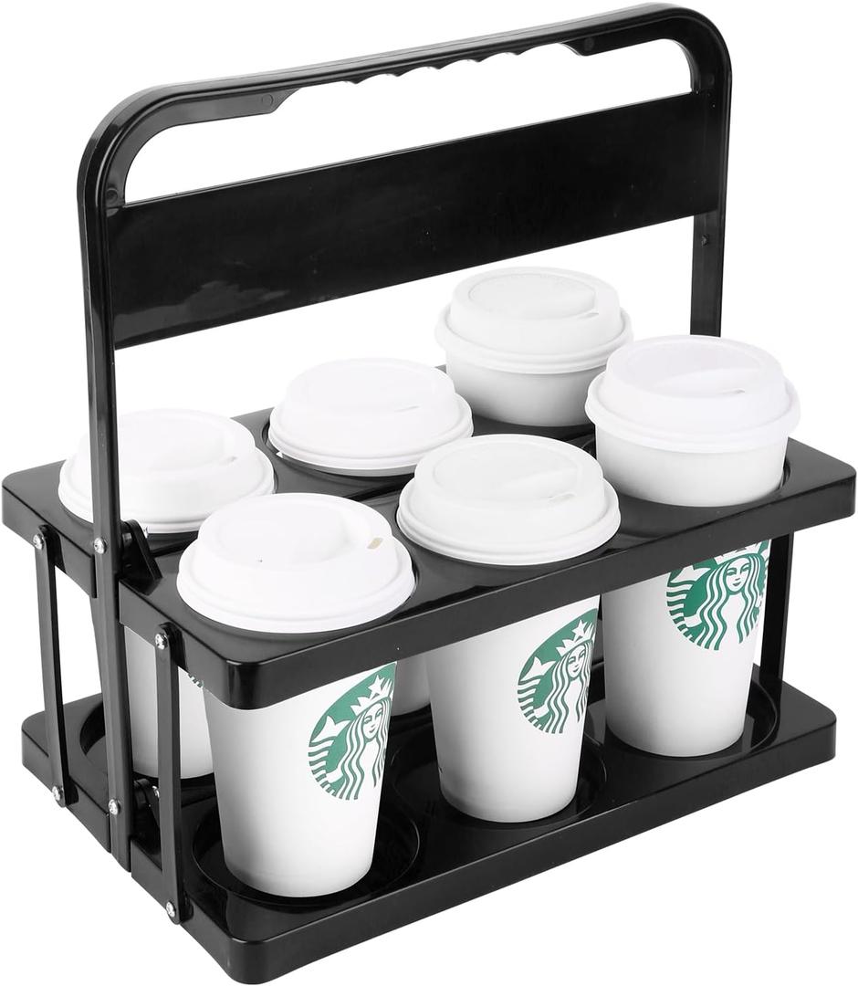 musbus Portable Drink Carrier Suitable for Doordash Accessories Grubhub Postmates Drivers, Reusable Cup Holder with Handle,Perfect Plastic take Out Carriers delivery, Black, (112)
