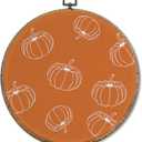 Sufamb Fall Orange Pumpkin Round Wall Art Decor, Farmhouse Autumn Harvest Pumpkin Canvas Artwork Framed, Rustic Fall Thanksgiving Wall Hanging Prints Decorations for Home Bedroom Decor, 10x10 Inches