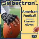 Seibertron Lineman 2.0 Padded Palm Football Receiver Gloves, Flexible TPR Impact Protection Back of Hand Glove Adult and Youth Sizes (Fingerless Black)