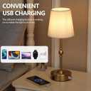 MEIXISUE Cordless Rechargeable LED Table Lamp with Dimmer,Nightstand Lamp with USB Port,Antique Brass Portables Outdoor Lamp, Battery Operated Lamp for Patio Bedroom Bedside Balcony Camping Bar RV