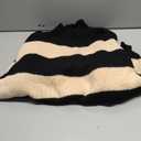 Saodimallsu Womens Oversized Striped Sweater Mock Neck Chunky Knit Lantern Long Sleeve Fall Trendy Tunic Sweaters Top (Large, Black)